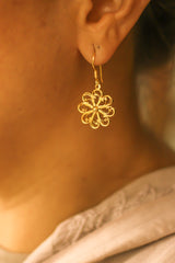 Filigree Dahlia Hoop Earrings (Gold-Plated)
