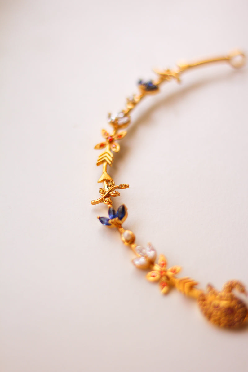 Hamsa In Kamadeva's Garden Choker (Gold-plated)
