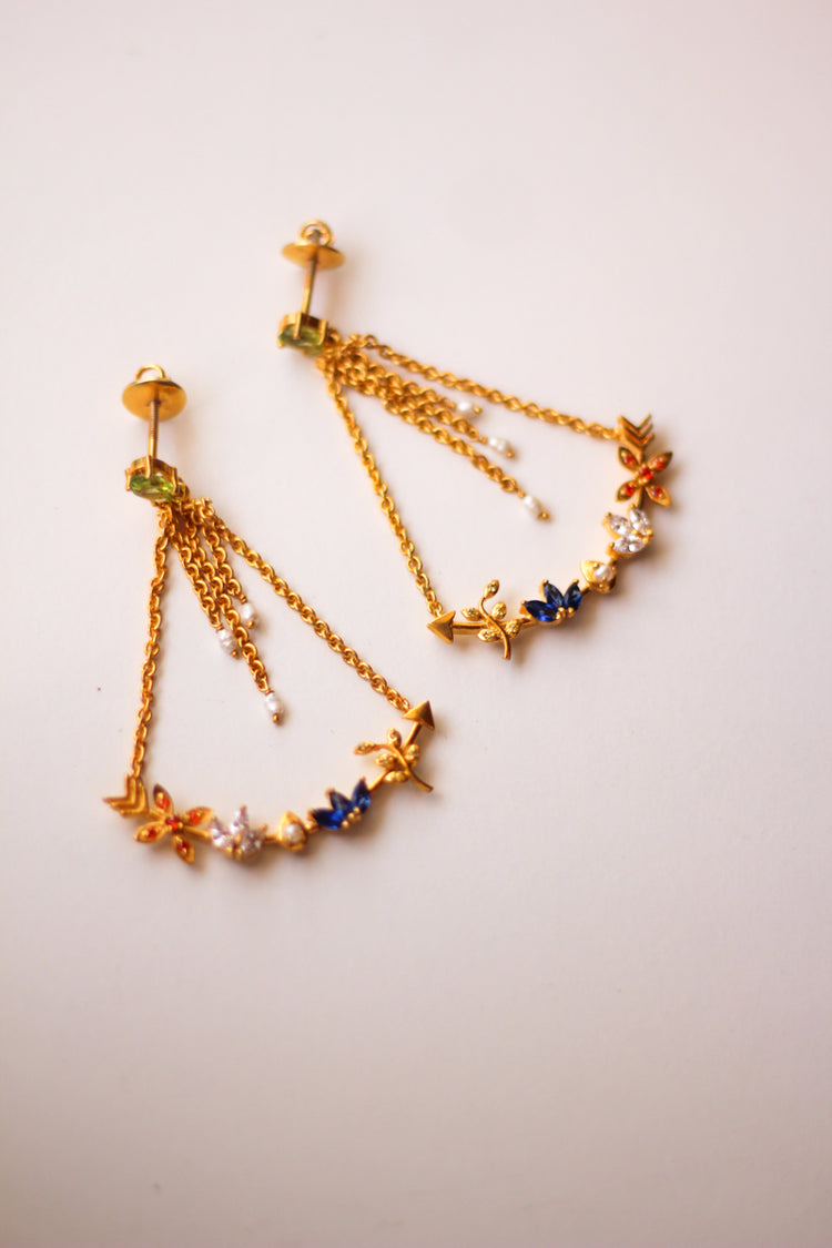 Kamadeva's Arrow In A Bow Peridot Stud Earrings (Gold-plated)