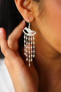 Pearl Meenakshi Hoop Earrings With Rice Pearls