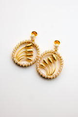 Blooming Jasmine Oval Earrings (Gold)