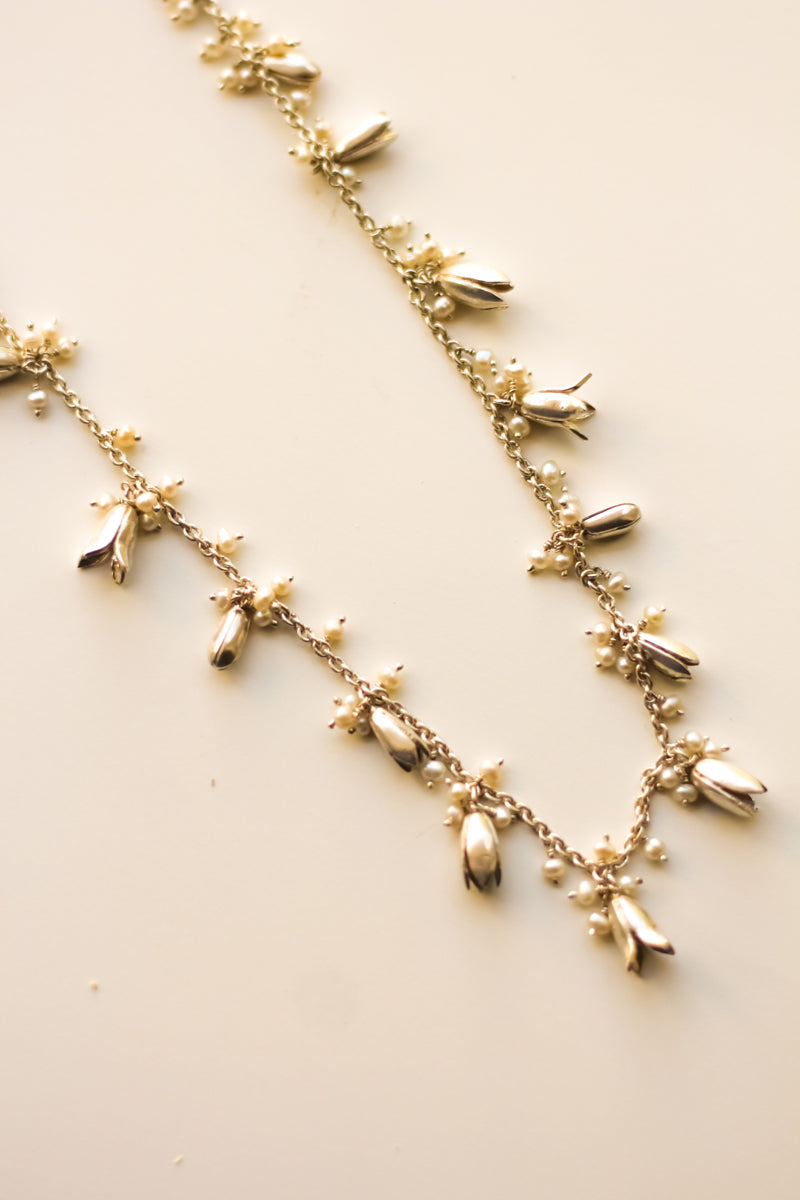 Jasmine Short Garland Necklace (Silver)