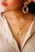 Load image into Gallery viewer, Ruby Goddess Parrot In Circular Arrow With Kamadeva’s 5 Flowers Necklace (Gold-plated)
