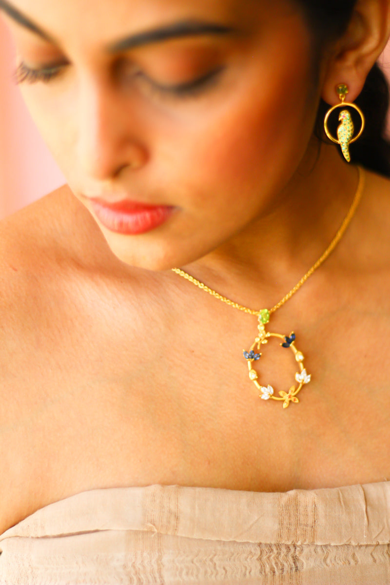 Kamadeva Five Flowers Pendant (Gold-plated With Chain)