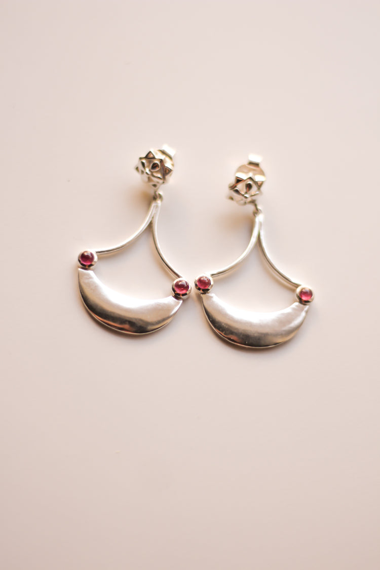 Floral Stud Bali Earrings (Silver)