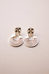 Floral Stud Tri-Layer Bali Earrings (Silver)