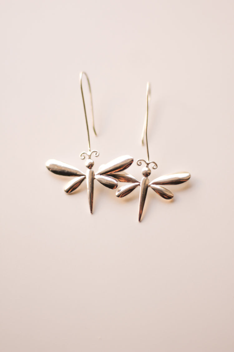 Dragonfly Hoops (Silver)