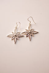 Filigree Snowflake Hoop Earrings (Silver)