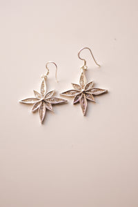 Filigree Snowflake Hoop Earrings (Silver)