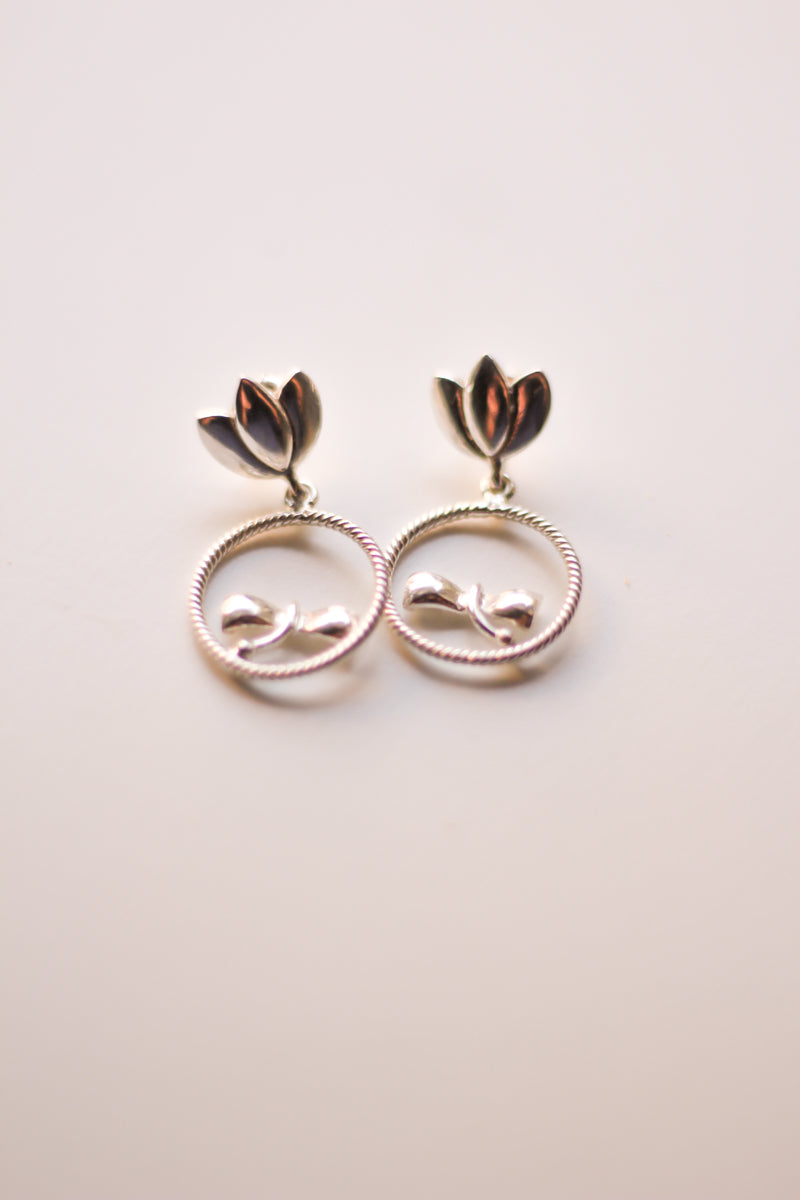 Growing Lotus Stud Earrings (Silver)
