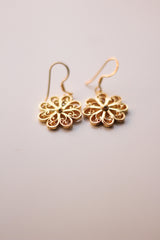 Filigree Dahlia Hoop Earrings (Gold-Plated)
