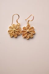 Filigree Dahlia Hoop Earrings (Gold-Plated)