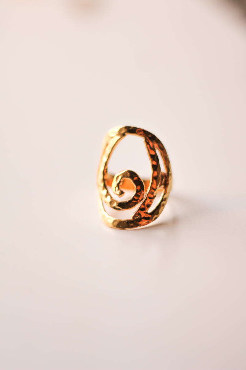 Beaten Spiral Ring (Gold-Plated)