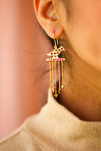 Load image into Gallery viewer, Meenakshi Parrot Arrow Chandelier Earrings (Gold-plated)
