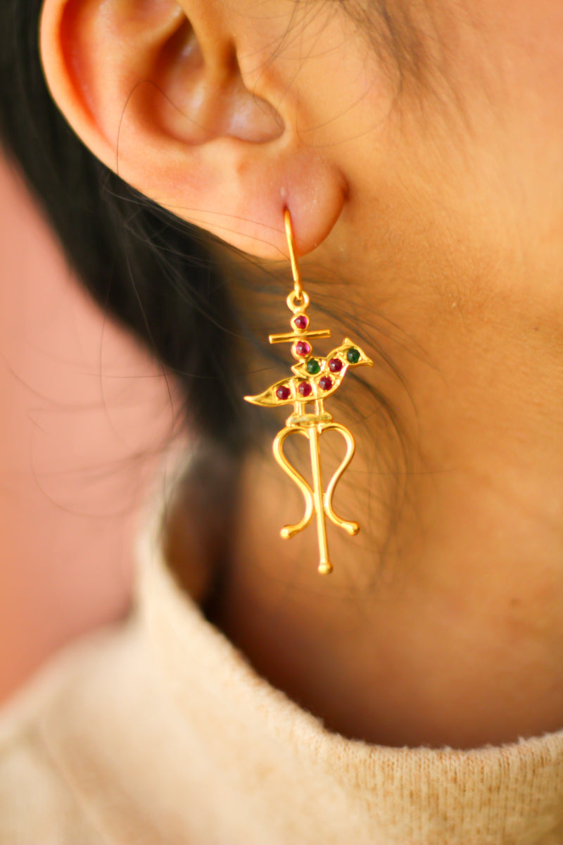 Meenkashi Parrot Hoop Earrings (Gold-plated)