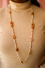 Load image into Gallery viewer, Hamsa Chettinad Square Pearl Long Necklace (Gold-plated)

