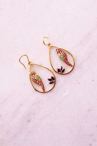 Gem Studded Parrot In A Water Drop (Gold-plated)
