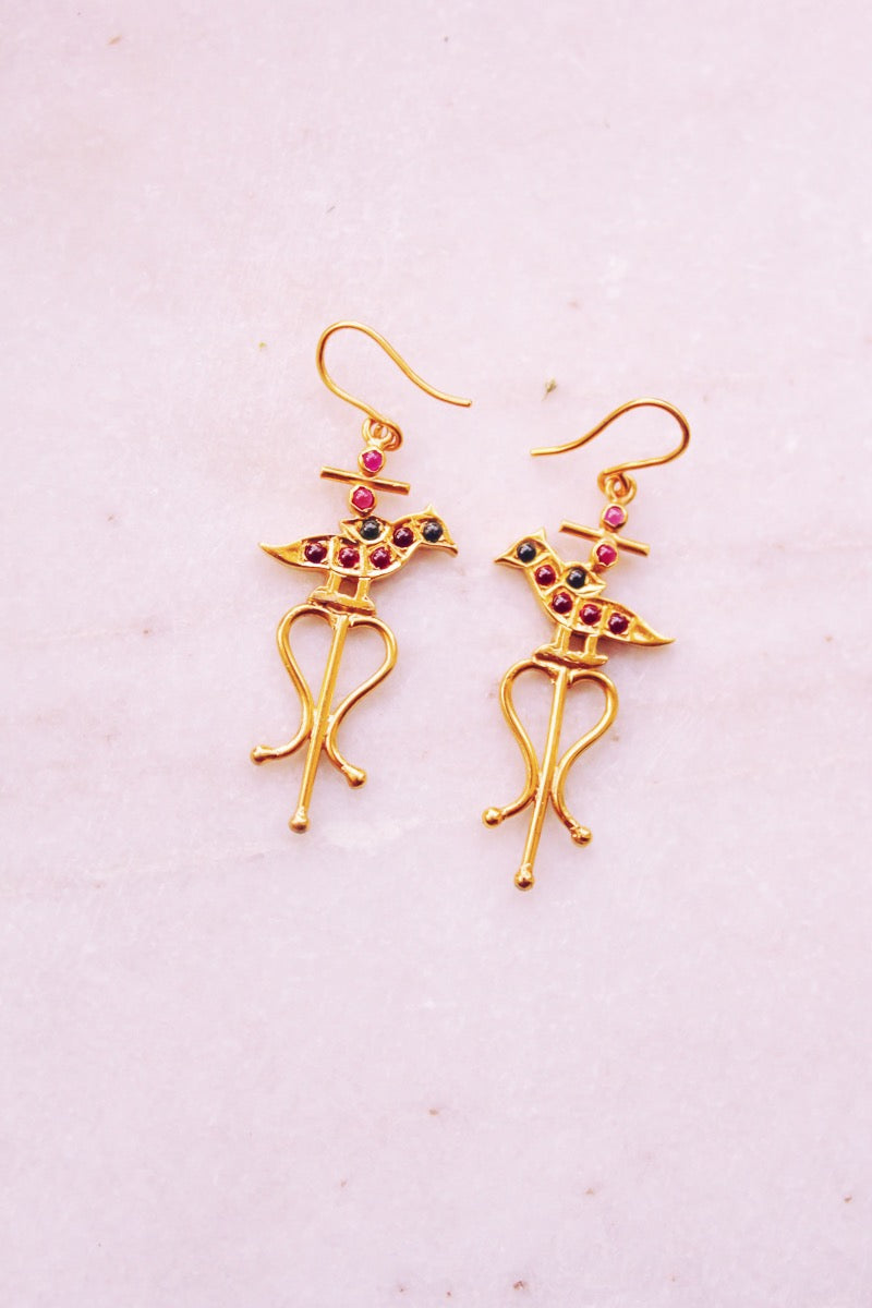 Meenkashi Parrot Hoop Earrings (Gold-plated)