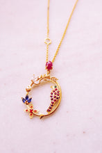 Load image into Gallery viewer, Ruby Goddess Parrot In Circular Arrow With Kamadeva’s 5 Flowers Necklace (Gold-plated)
