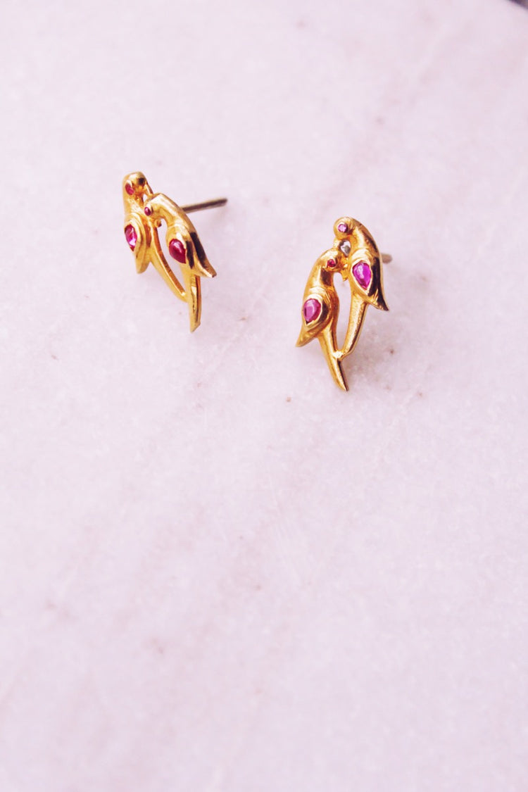 Parrots In Love Stud (Gold-plated)