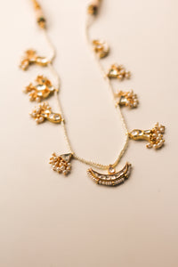 Selene Kundan Necklace With Earrings ( Gold )