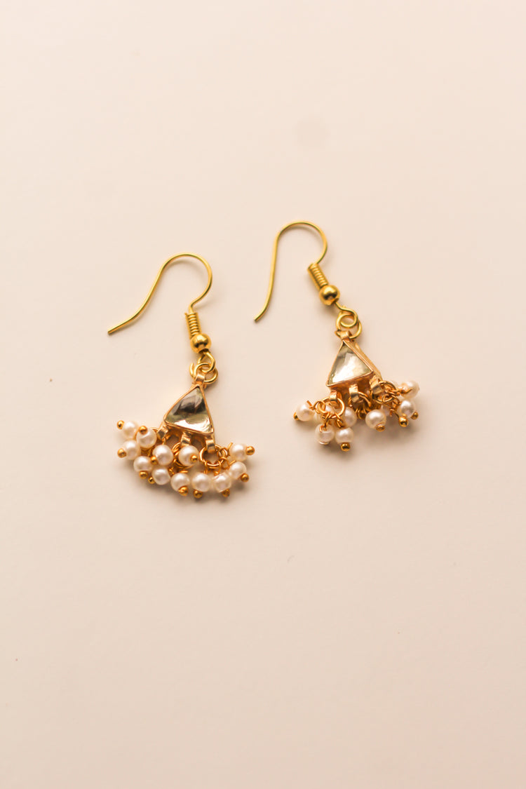 Diana Kundan Necklace With Earrings ( Gold )