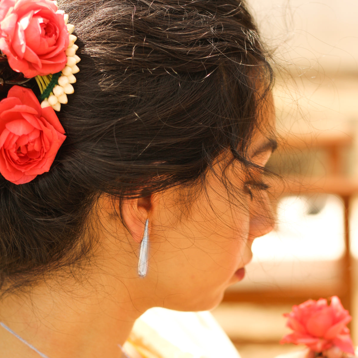 Flame Earrings- Silver (Small)