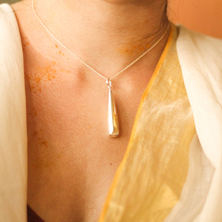 Flame Pendant- Silver (Big)