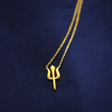 Load image into Gallery viewer, Trident Trishul Power Pendant Necklace (Gold-plated)
