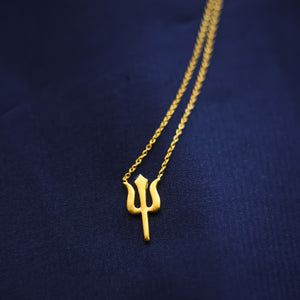 Trident Trishul Power Pendant Necklace (Gold-plated)