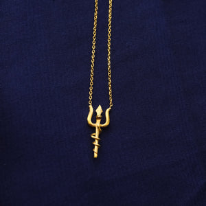 Trident Trishul With Naga Necklace (Gold-Plated)