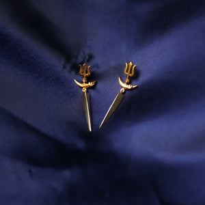 Trishul Moon Spike Earrings (Gold-Plated)