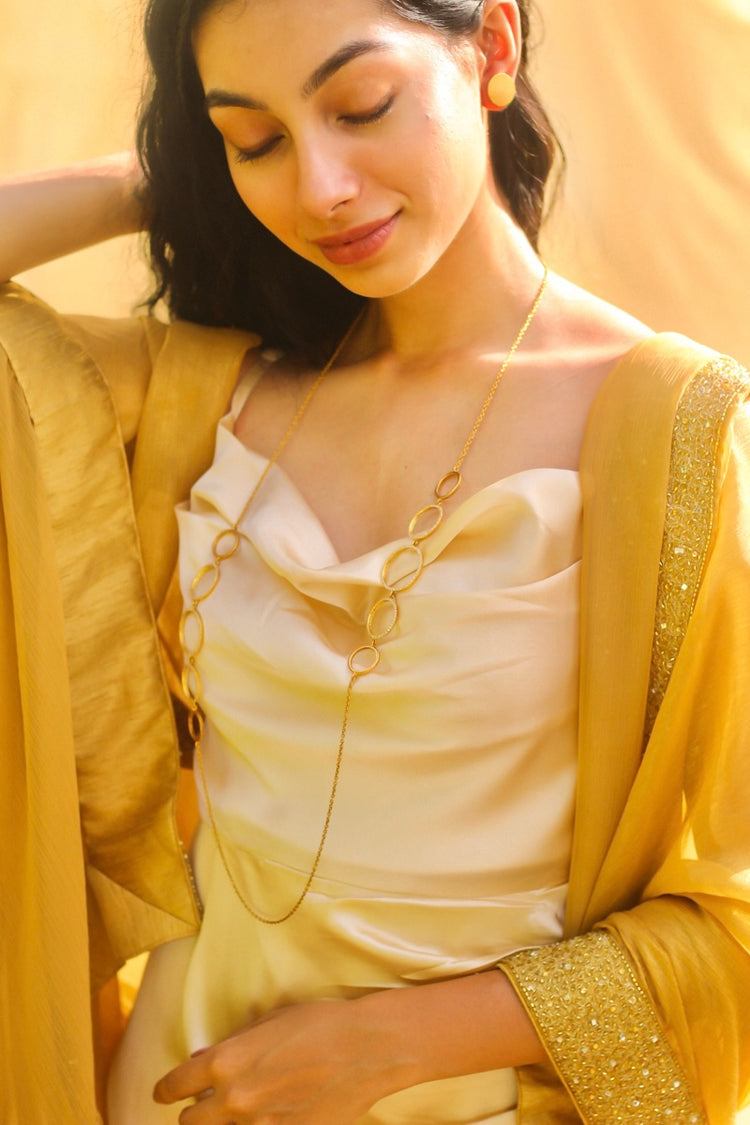 Circle Statement Necklace- Gold Plated