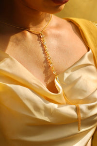 Chandelier Choker Necklace (Moonstone) - Gold Plated
