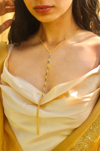 Chandelier Choker Necklace (Labradorite) - Gold Plated