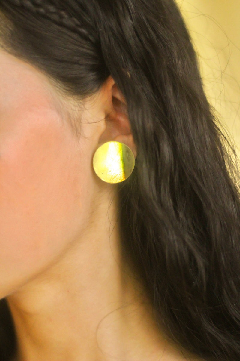 Big Golden Designer Stud Earring | FashionCrab.com