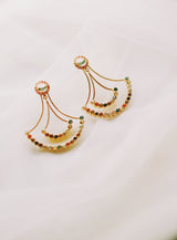 Navaratna Layered Lunar Cycle Chandelier With Moon Stud