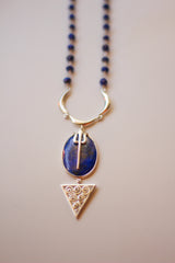 Lapis Lazuli Moon & Trishul Necklace