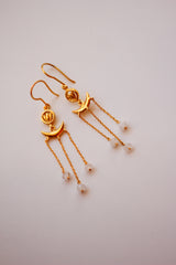 Lotus and Moon Hoop Earrings