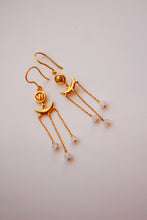Load image into Gallery viewer, Lotus and Moon Hoop Earrings
