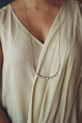 Lunar Cycle Beaten Silver Arc Necklace