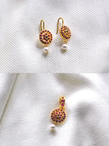Meenakshi Circle With Pearl Set (Earrings + Pendants)