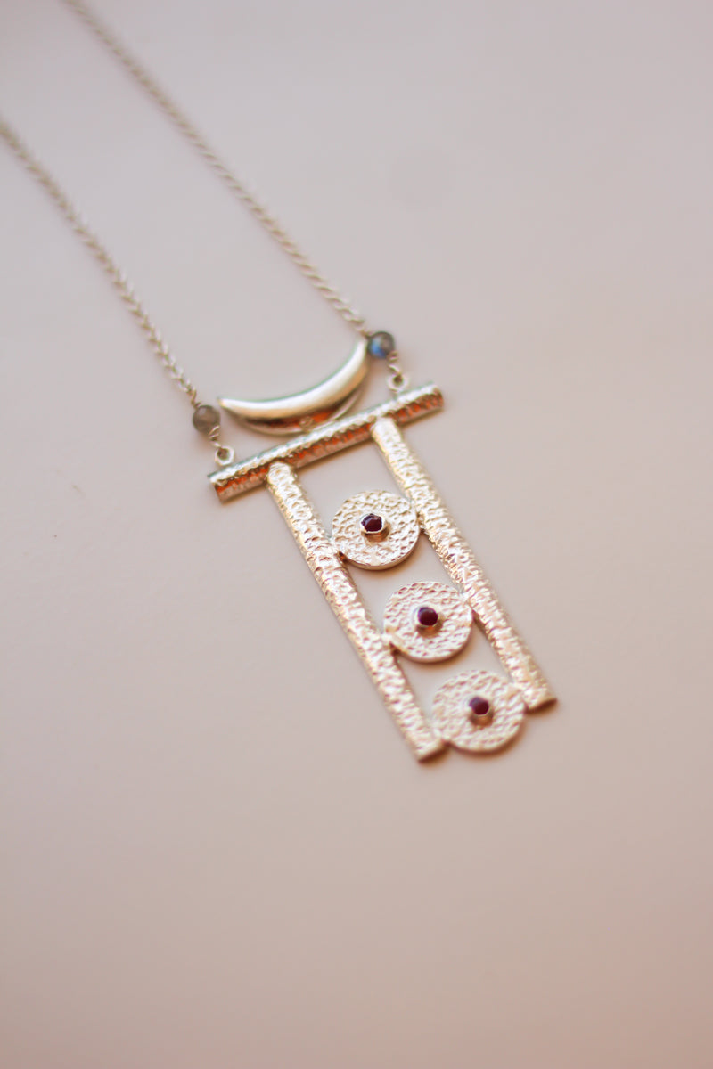 Moon and Beaten Coin Tantra Song Necklace