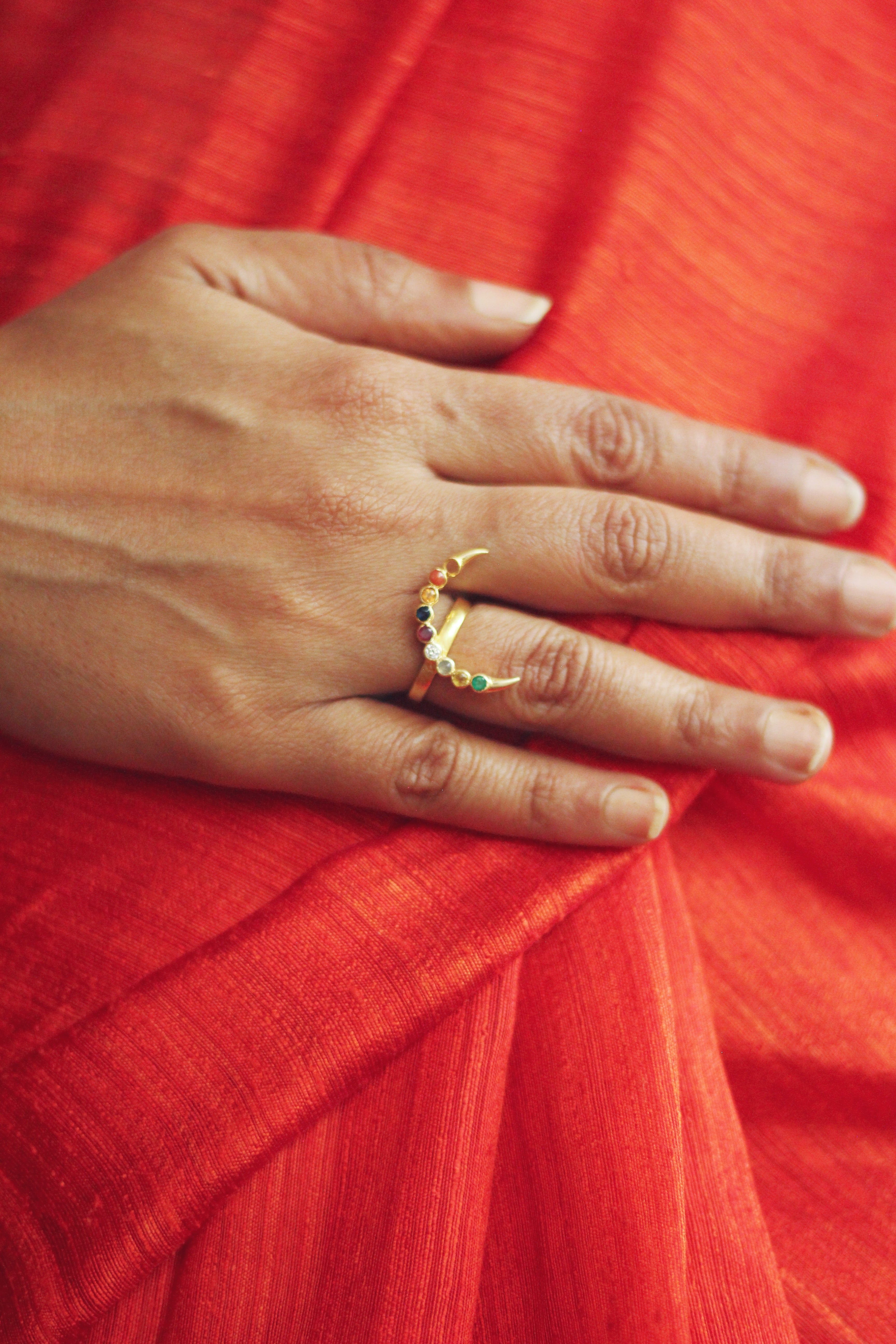Navaratna Crescent Ring (Small)