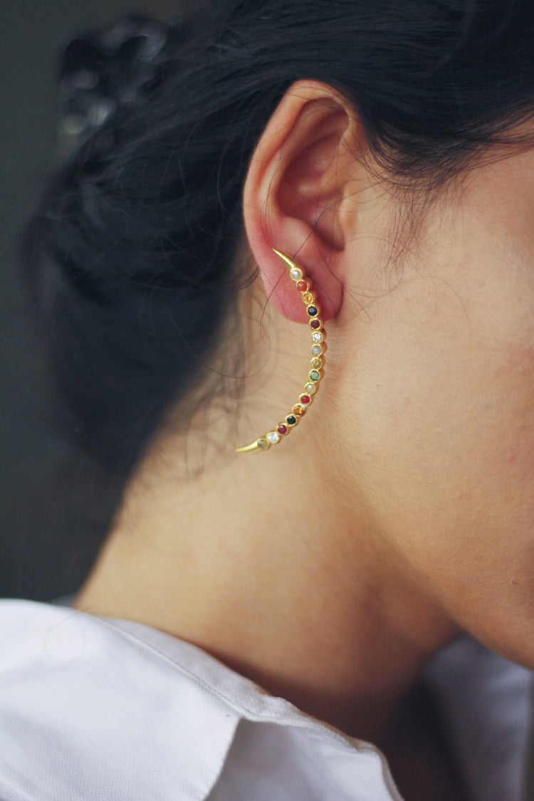 Navaratna Crescent Stud