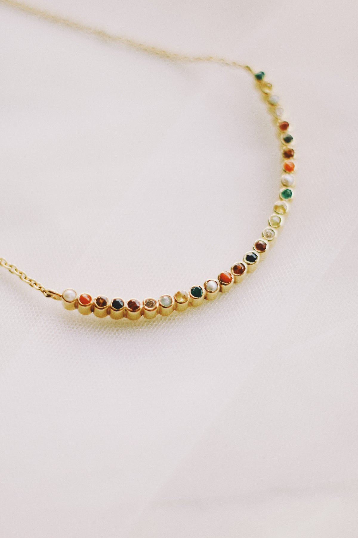 Navaratna Lunar Cycle Arc Necklace