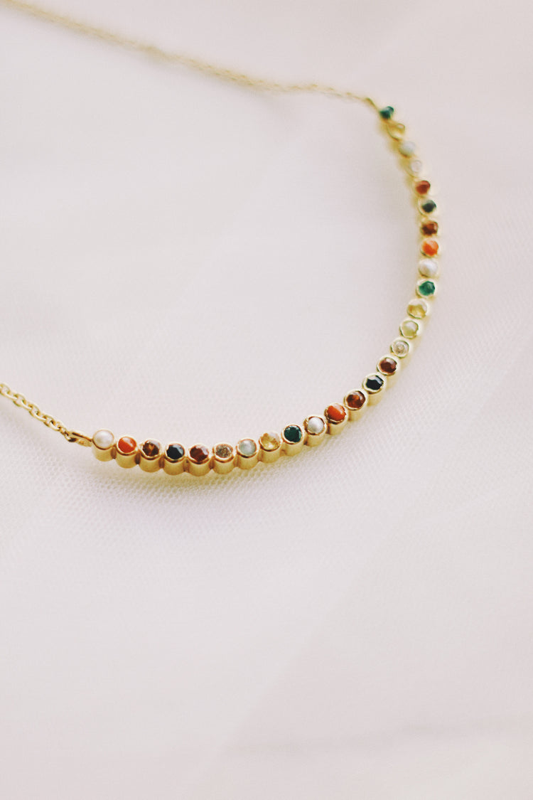 Navaratna Lunar Cycle Arc Necklace