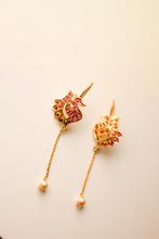 Load image into Gallery viewer, Peacock Chandelier Earrings (Gold-Plated)
