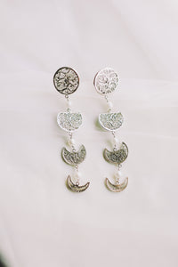 Phases of the Moon Earrings With Pearls