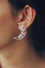 Phases of the Moon Embedded In A Crescent Stud